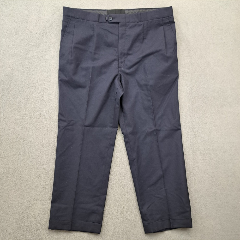 Burberrys Mens 38x28 Dress Pants Navy Blue Pleated Trousers (Measures 39x28)